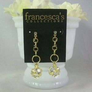 Francescas Collection Gold Clear Crystal Drop Dangle Pierced Earrings